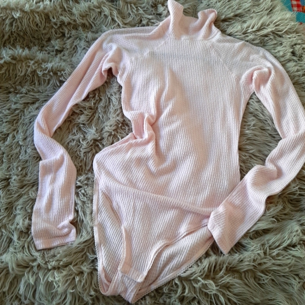 Intimately Free People Long Sleeve Blush Pink Body Suit, Small